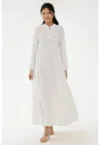 Rochie maxi -  texturata - alb - textil