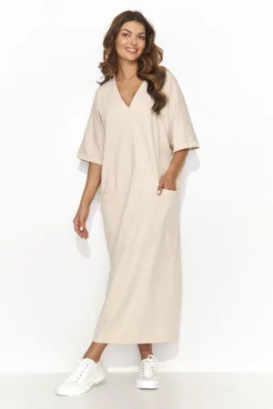 Rochie maxi tip tricou cu buzunare aplicate