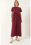 Rochie maxi tricotata -  lejera - rosie - bumbac