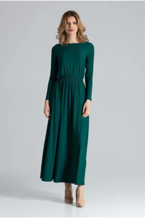 Rochie maxi verde - maneci lungi - poliester - eleganta - versatila