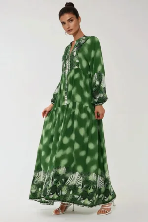 Rochie maxi -  verde - viscoza