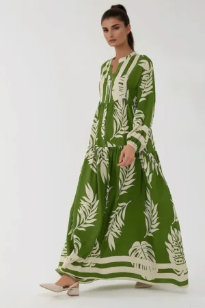 Rochie maxi  verde - viscoza