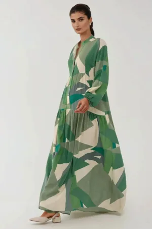 Rochie maxi -  viscoza - verde