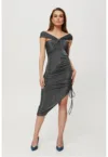 Rochie metalica cu snur reglabil -