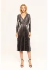 Rochie metalizata cu design plisat
