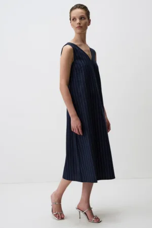 Rochie mid de in cu dungi