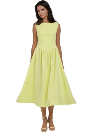 Rochie midi A -  Galben - Textil