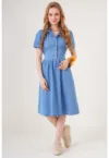 Rochie midi HiCCUP BDART - denim - guler camasa - albastru