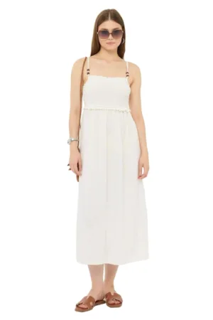 Rochie midi -  Bej - Poliester