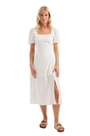 Rochie midi -  Bumbac - Alb prafuit -