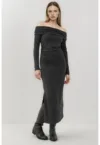 Rochie midi -  Gri inchis - Jerseu