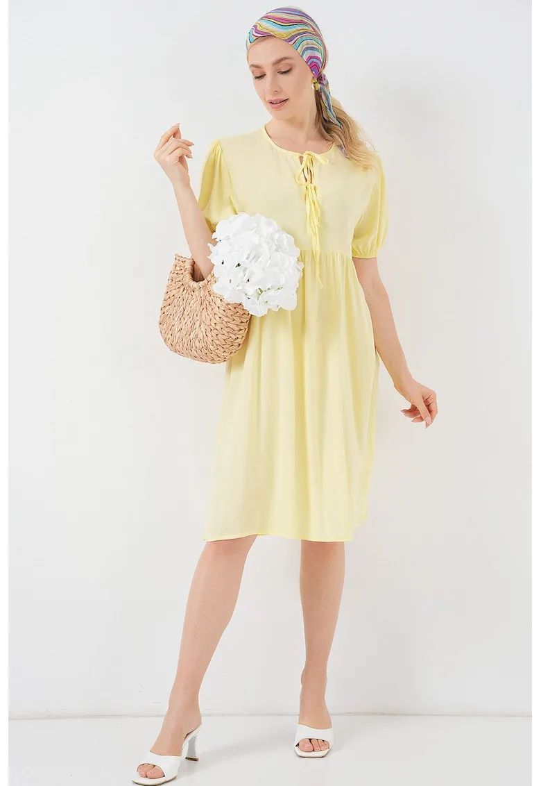 Rochie midi HiCCUP - galben mustar - textil