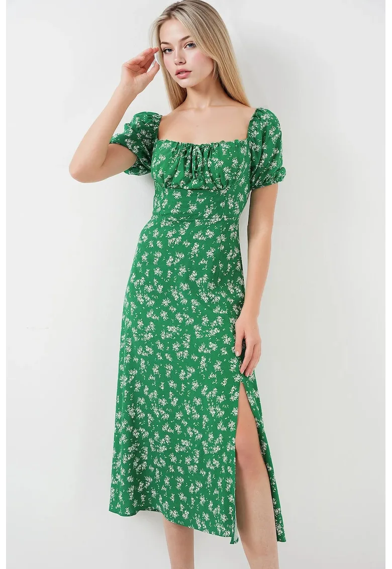 Rochie midi HiCCUP imprimeu floral - funda - verde - viscoza