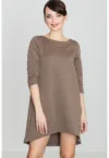 Rochie midi  K134 - asimetrica - eleganta - bej - poliester 95% - elastan 5%