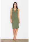 Rochie midi  M487 - verde - bumbac - fara maneci