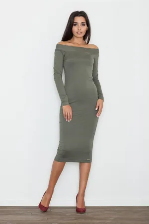 Rochie midi M558 - verde - viscoza