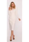Rochie midi S412 - poliester - decolteu rotund