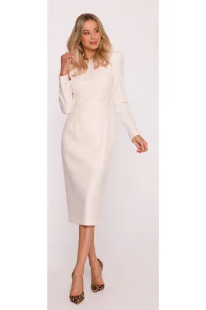 Rochie midi S412 - poliester - decolteu rotund