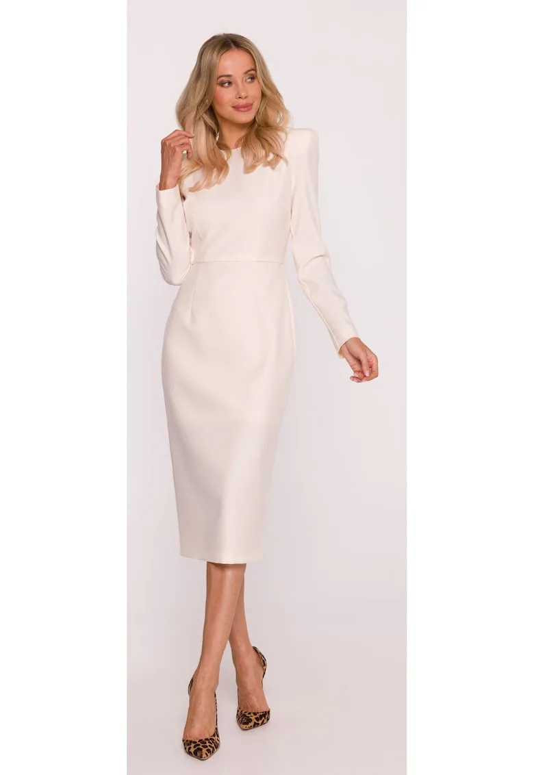 Rochie midi S412 - poliester - decolteu rotund