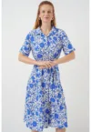 Rochie midi - HiCCUP - Textil - Albastru indigo