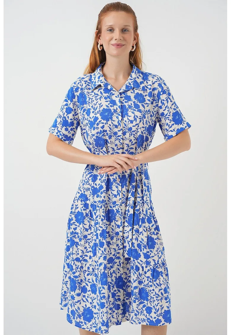 Rochie midi - HiCCUP - Textil - Albastru indigo