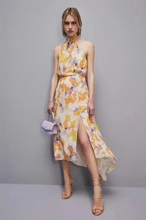 Rochie midi asimetrica fara maneci