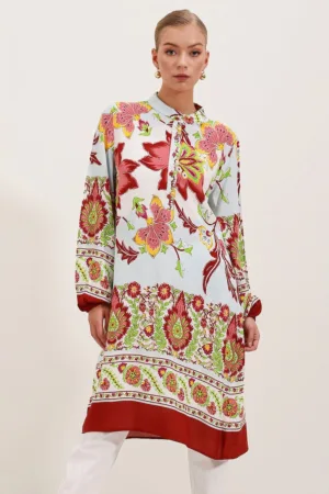 Rochie midi - HiCCUP - brodata - maneci lungi - visiniu - muselina