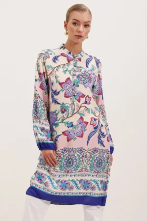 Rochie midi -  brodata - violet tyrian - muselina -