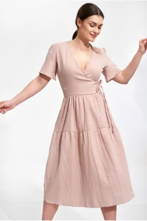 Rochie midi - bumbac - bej