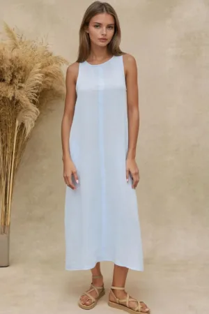 Rochie midi -  bumbac texturat - albastru