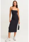 Rochie midi cambrata - Negru -