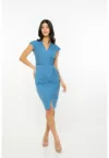 Rochie midi cambrata cu decolteu in V Amina