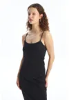Rochie midi cambrata cu decolteu rotund