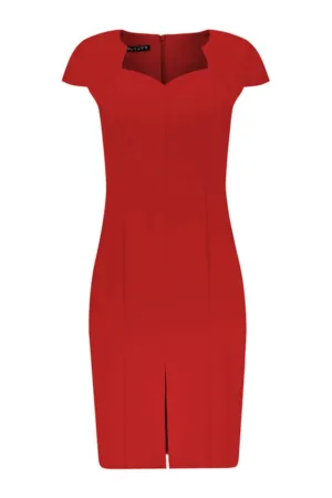 Rochie midi cambrata cu decolteu sweetheart