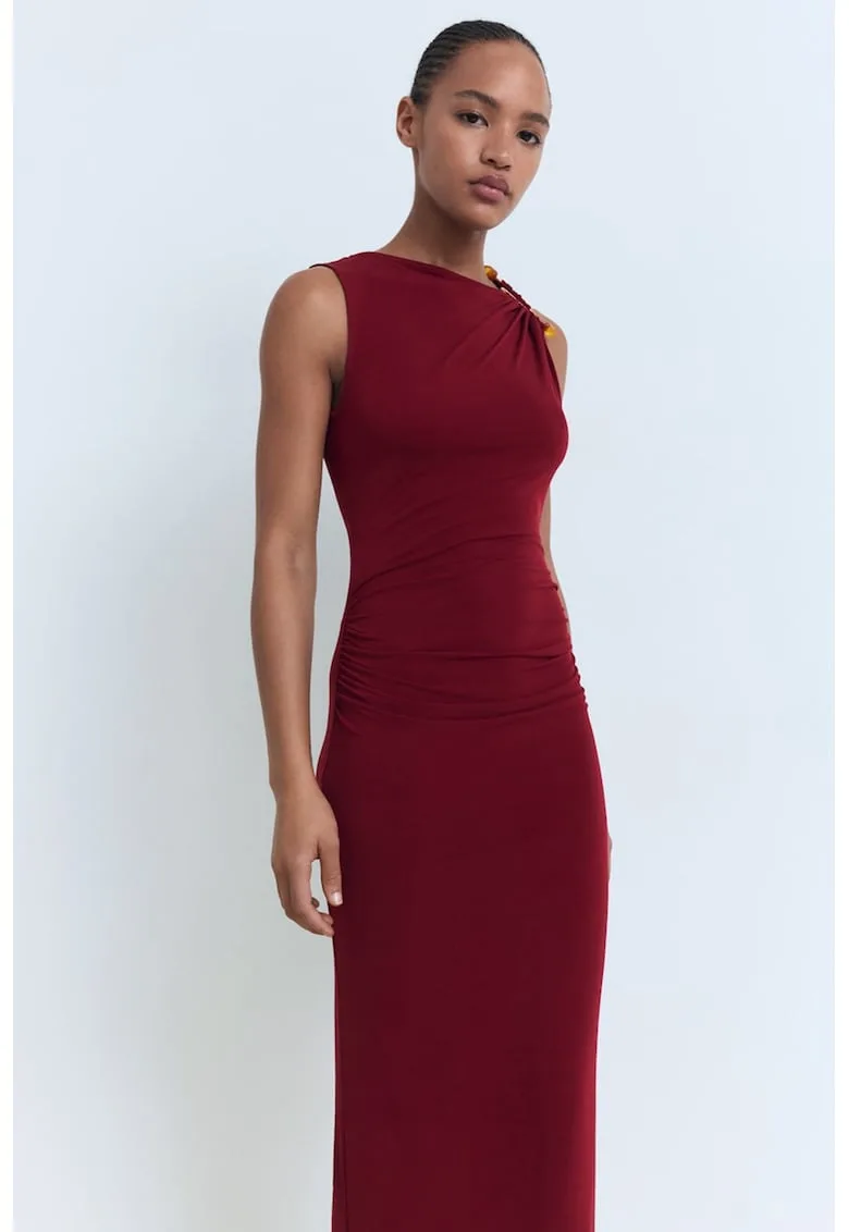 Rochie midi cambrata cu detalii drapate