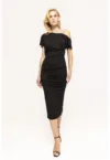 Rochie midi cambrata cu fronseuri