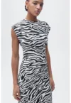 Rochie midi cambrata cu imprimeu grafic Zebra