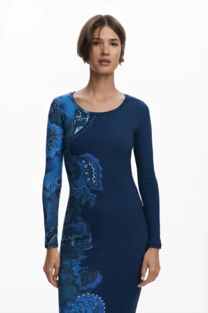 Rochie midi cambrata cu model floral