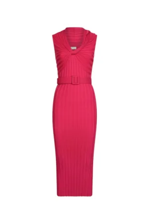 Rochie midi cambrata cu o curea in talie