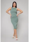 Rochie midi cambrata din amestec de bumbac