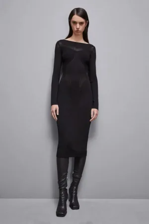 Rochie midi creion cu detalii semi-transparente