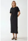 Rochie midi  croiala lejera - guler rotund