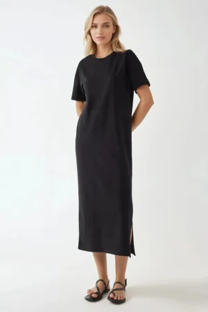 Rochie midi  croiala lejera - guler rotund