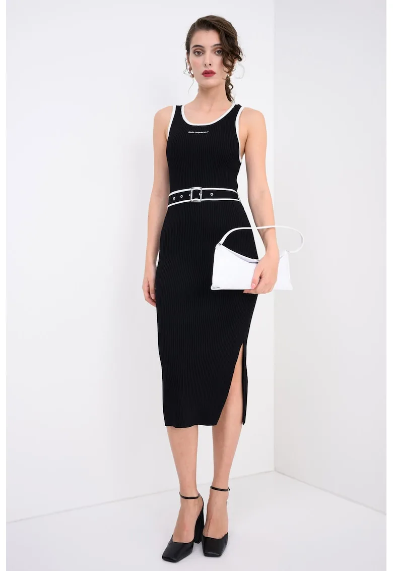 Rochie midi cu accente contrastante