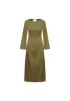 Rochie midi cu aspect de matase si maneci evazate
