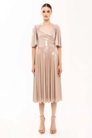 Rochie midi cu aspect stralucitor