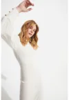 Rochie midi cu aspect striat