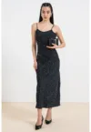 Rochie midi cu buline si slit lateral