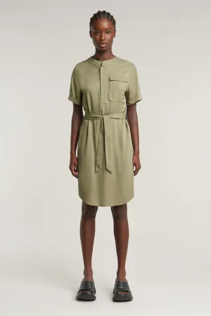 Rochie midi cu buzunar pe piept