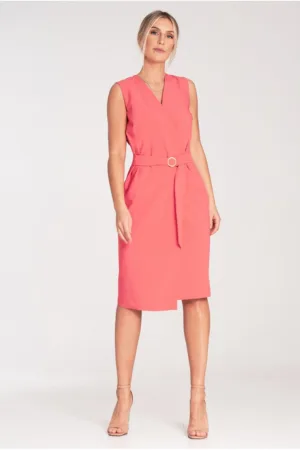 Rochie midi cu centura - poliester